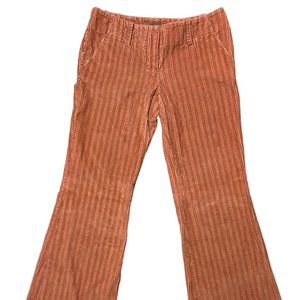 Flare low waist braided corduroy orange pant